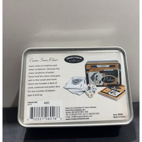 Poker with Texas Hold-‘em Casio Series Game Tin Front Porch Classics Games To Go - Picture 2 of 3